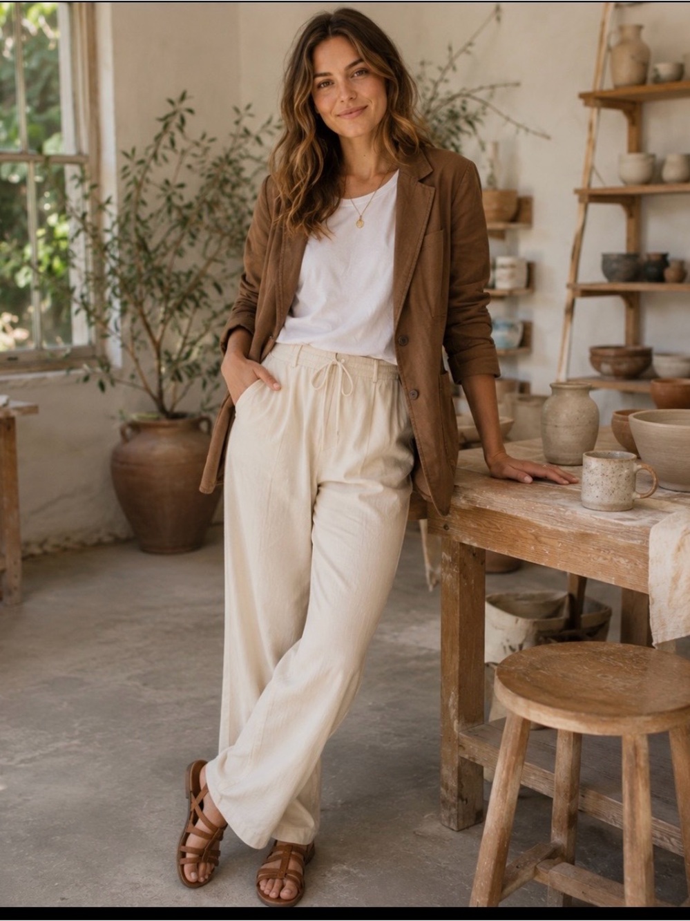 Everlane Fatigue Blazer Organic Cotton Linen Brown Utility Military Oversized XS